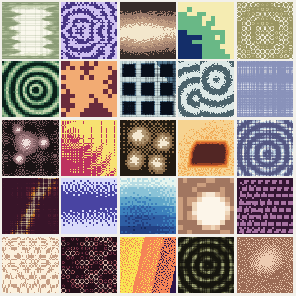 Dither Index: a dense grid of procedural dither artworks