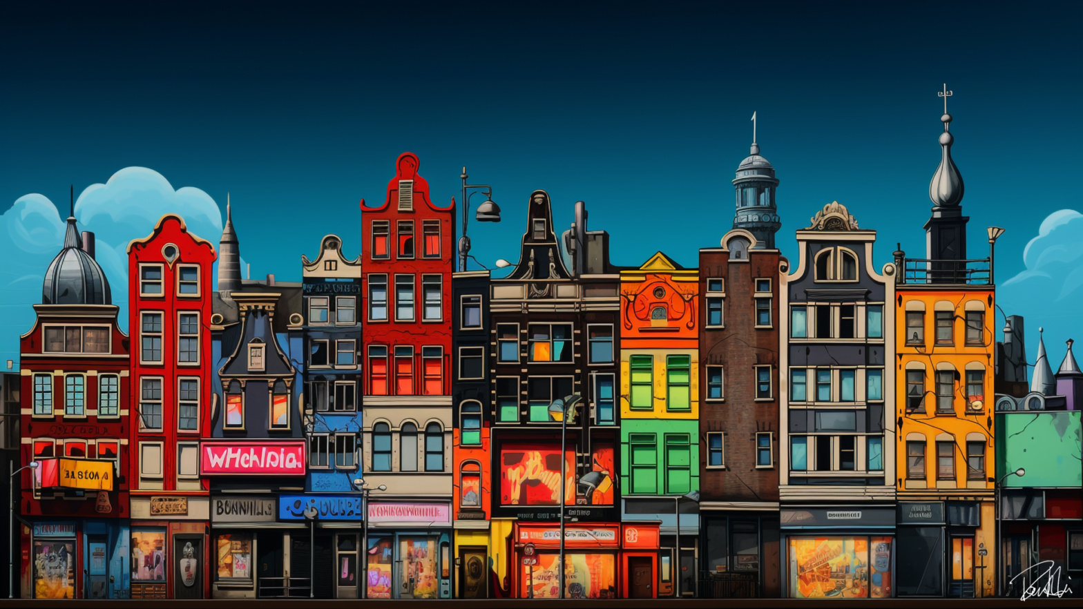 Amsterdam in 12 Unique AI Art Styles: Free Wallpapers Included!